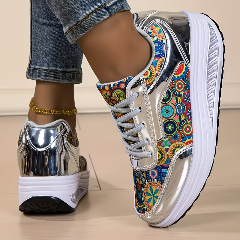 Women's Fashion Bohemian Style Shock-Absorbing Thick-Soled Outdoor Sports Shoes Sneakers