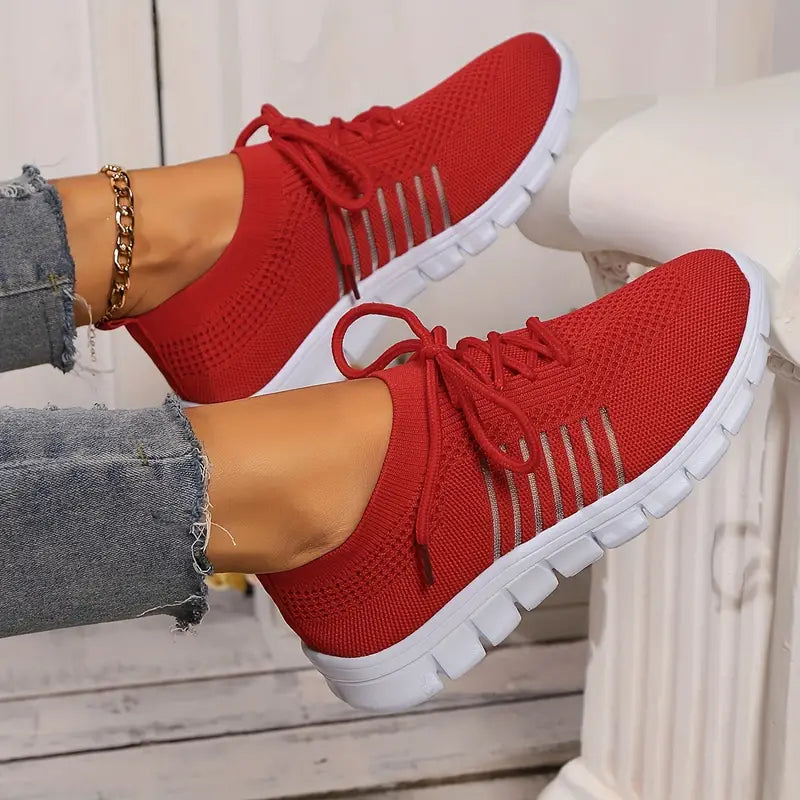 Women's Solid Color Lightweight Breathable Mesh Sneakers Trainers