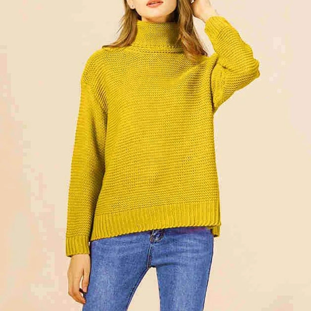 THICK-LINE LONG-SLEEVED TURTLENECK PULLOVER