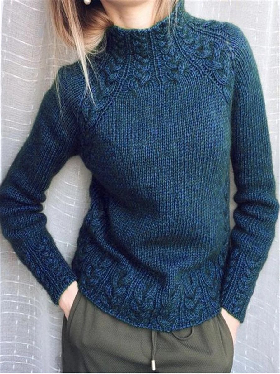 TRENDY PLAIN MOCK NECK SWEATER