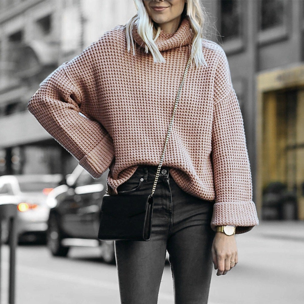 SOLID COLOR TURTLENECK SWEATER