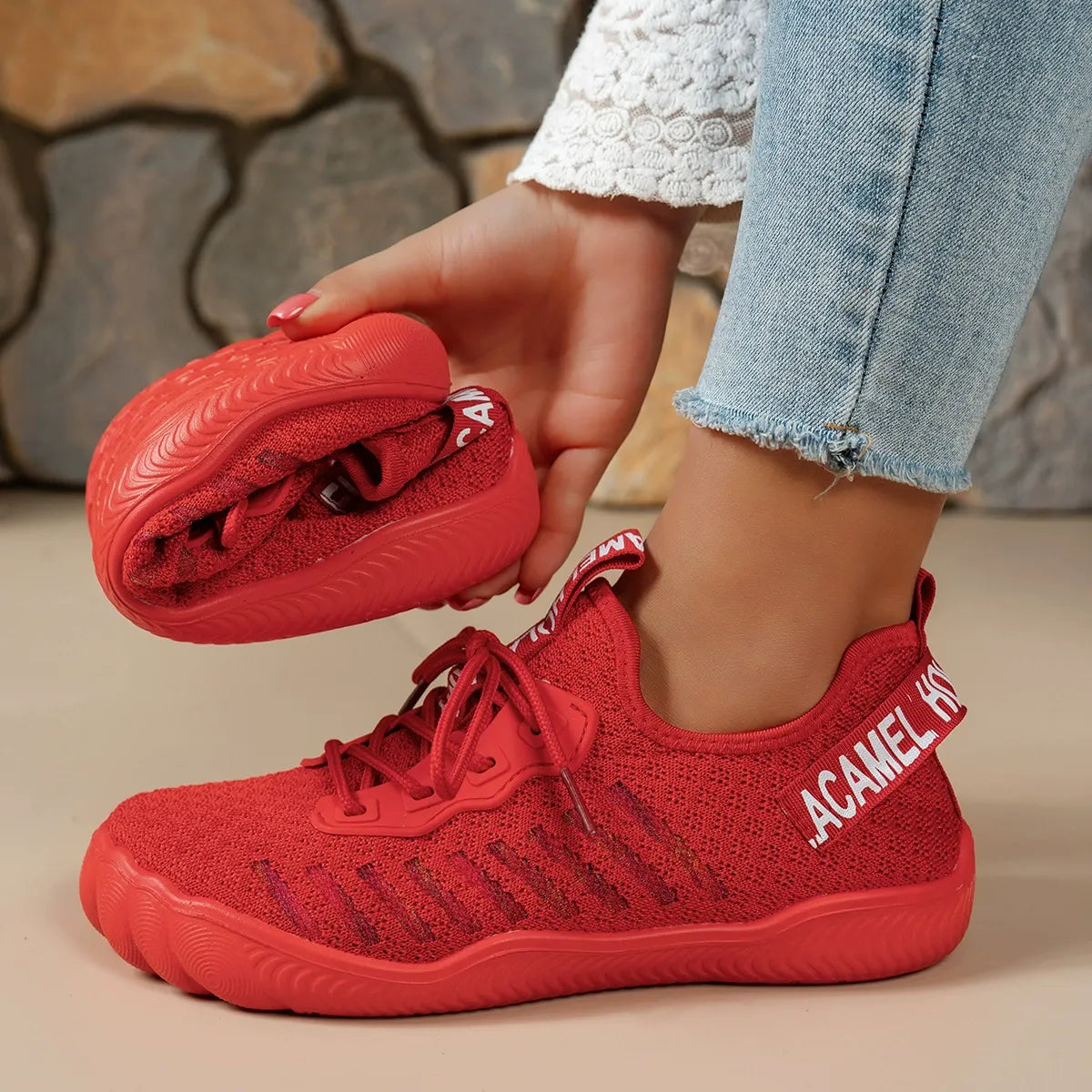 Women's Breathable Lightweight Lace Up Barefoot Walking Shoes Sneakers