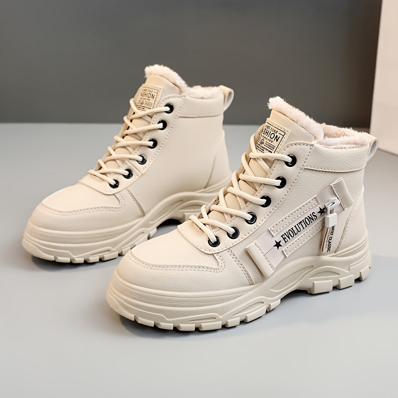 Women's Warm Plush Lined Sneakers Ankle Boots for Winter