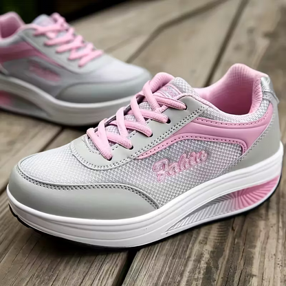Women's Fly Woven Mesh Surface Breathable Soft-soled Walking Casual Shoes High-soled Platform Cake Shake Sneakers