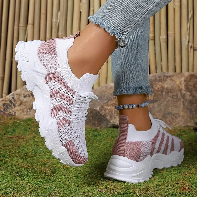 Women's Stylish Breathable Mesh Platform Sneakers Sports Shoes for Outdoor