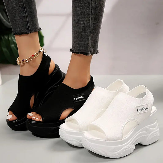 Women's Elastic Soft Sole Casual Platform Sandals Walking Shoes for Vacation