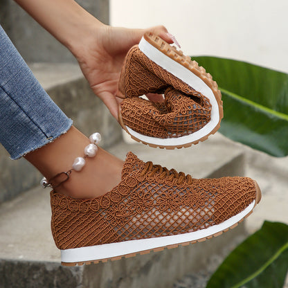 Women's Breathable Lace-Up Mesh Casual Shoes Sneakers