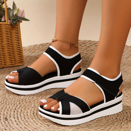 Women's Comfortable and lightweight Elastic Ankle Strap Open-Toe Sandals Casual Summer Shoes