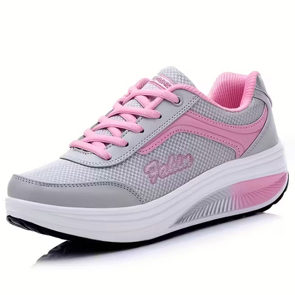 Women's Fly Woven Mesh Surface Breathable Soft-soled Walking Casual Shoes High-soled Platform Cake Shake Sneakers