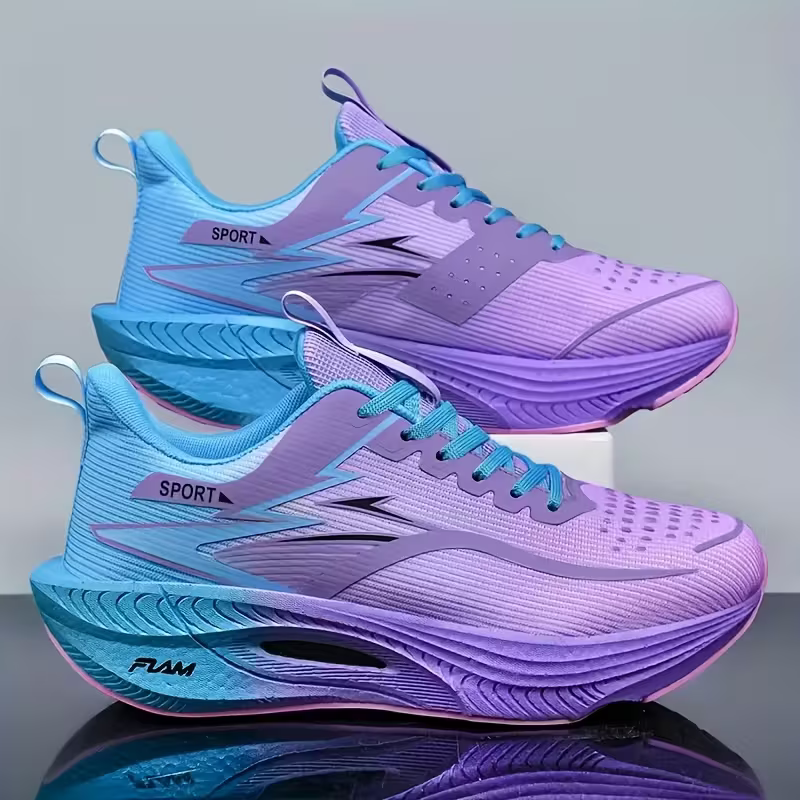 Men‘s Lightweight Breathable Carbon Plate Technology Gradient Color Sneakers Running Shoes