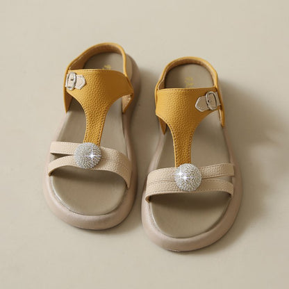 Women's Fashion Rhinestone Hollow Sandals Slip-On Flat Sandals