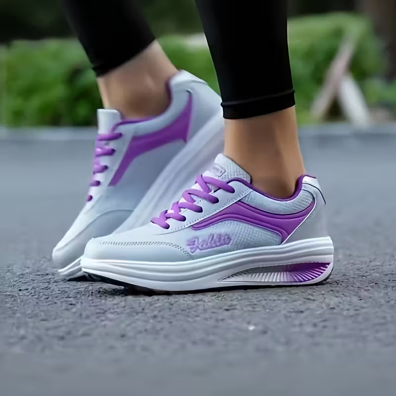 Women's Fly Woven Mesh Surface Breathable Soft-soled Walking Casual Shoes High-soled Platform Cake Shake Sneakers