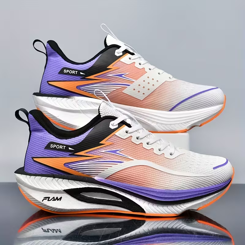 Men‘s Lightweight Breathable Carbon Plate Technology Gradient Color Sneakers Running Shoes