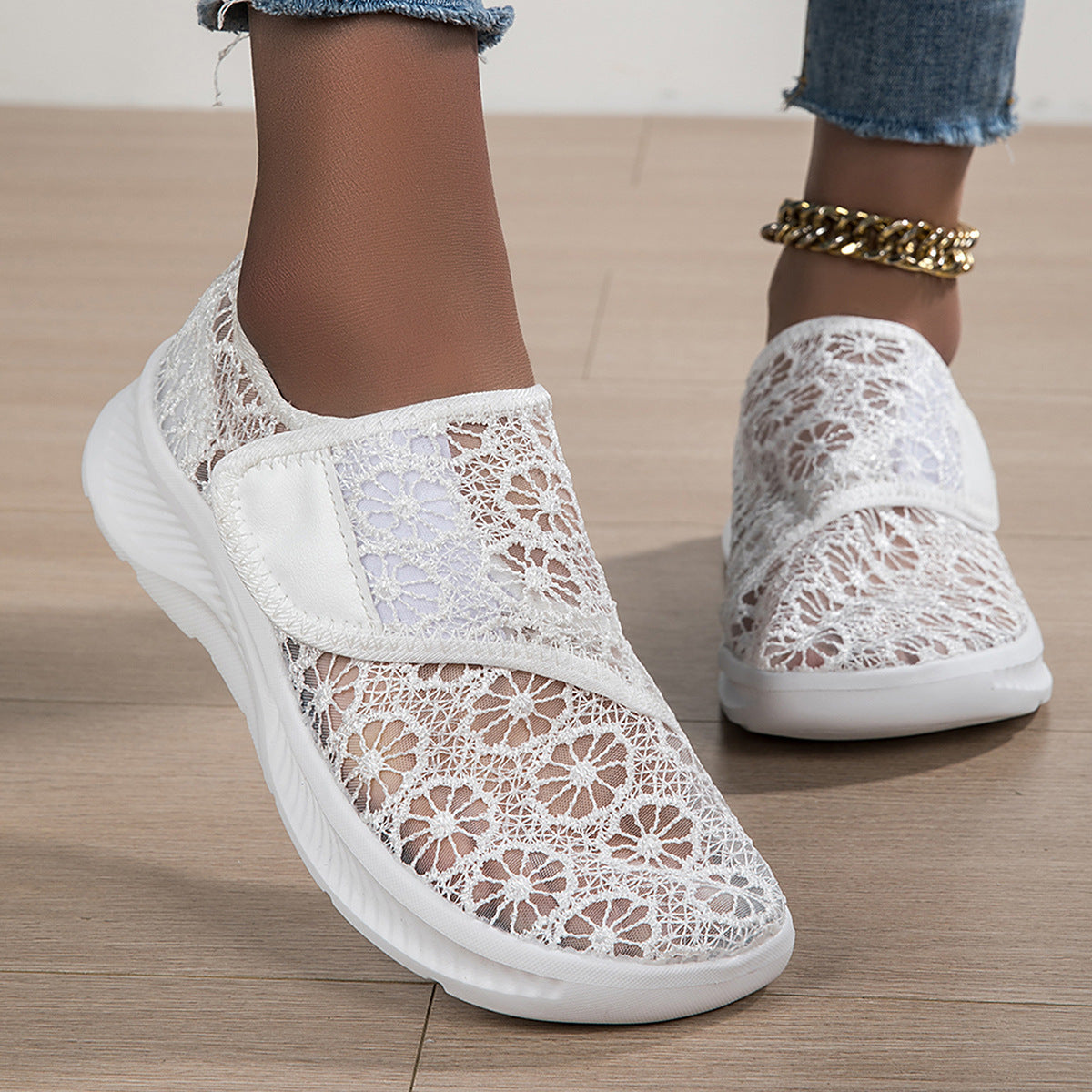 Women's Breathable, Adjustable-width Lace-up Orthotic Sneakers for Wide/Swollen Feet
