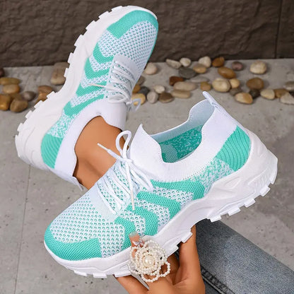 Women's Stylish Breathable Mesh Platform Sneakers Sports Shoes for Outdoor