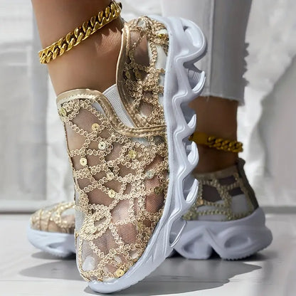 Women's Glitter Mesh Casual Sneakers