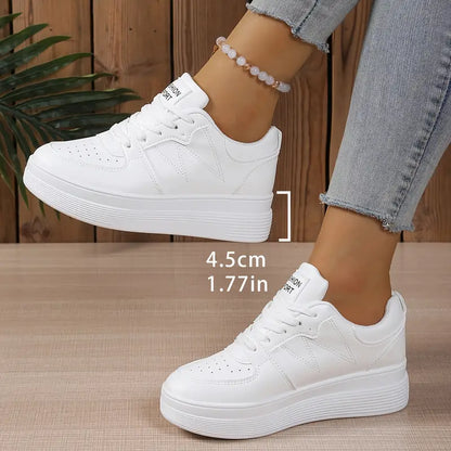 Women's Comfort Versatile White Low-Top Lace-Up Sneakers Casual Chic Footwear