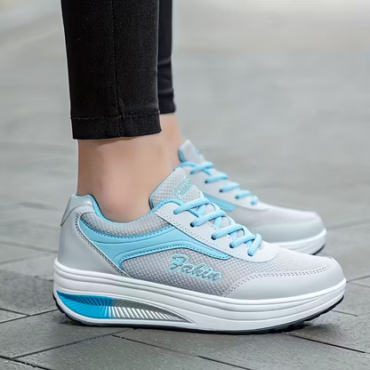 Women's Fly Woven Mesh Surface Breathable Soft-soled Walking Casual Shoes High-soled Platform Cake Shake Sneakers