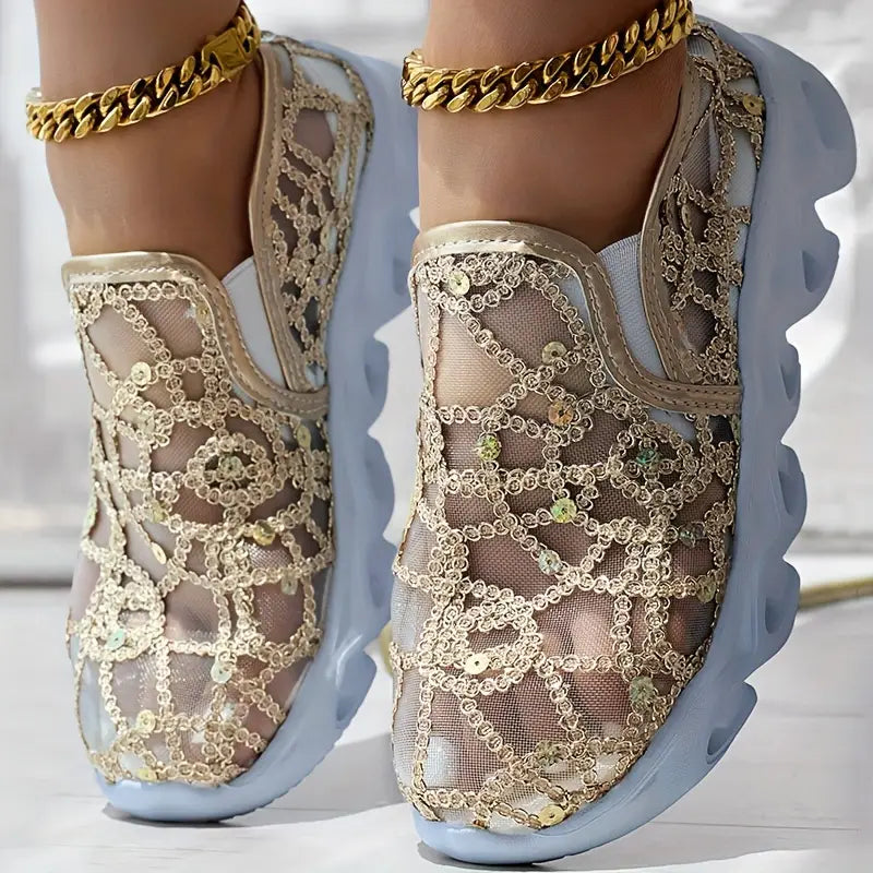 Women's Glitter Mesh Casual Sneakers