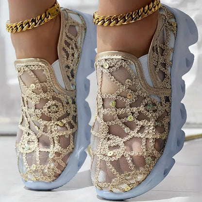 Women's Glitter Mesh Casual Sneakers