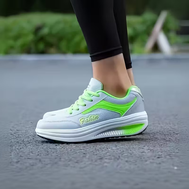 Women's Fly Woven Mesh Surface Breathable Soft-soled Walking Casual Shoes High-soled Platform Cake Shake Sneakers