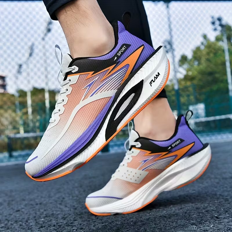 Men‘s Lightweight Breathable Carbon Plate Technology Gradient Color Sneakers Running Shoes