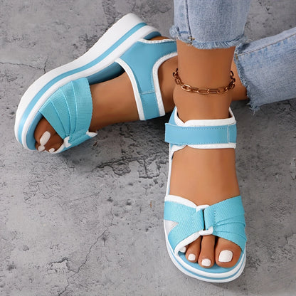 Women's Comfortable and lightweight Elastic Ankle Strap Open-Toe Sandals Casual Summer Shoes