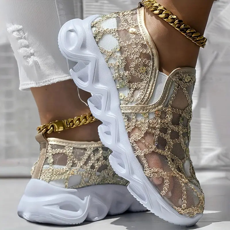 Women's Glitter Mesh Casual Sneakers