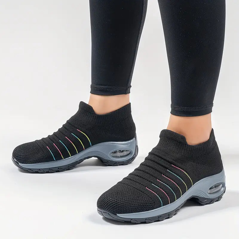Women's Lightweight and Breathable Knit Slip-On Air Cushion Sneakers