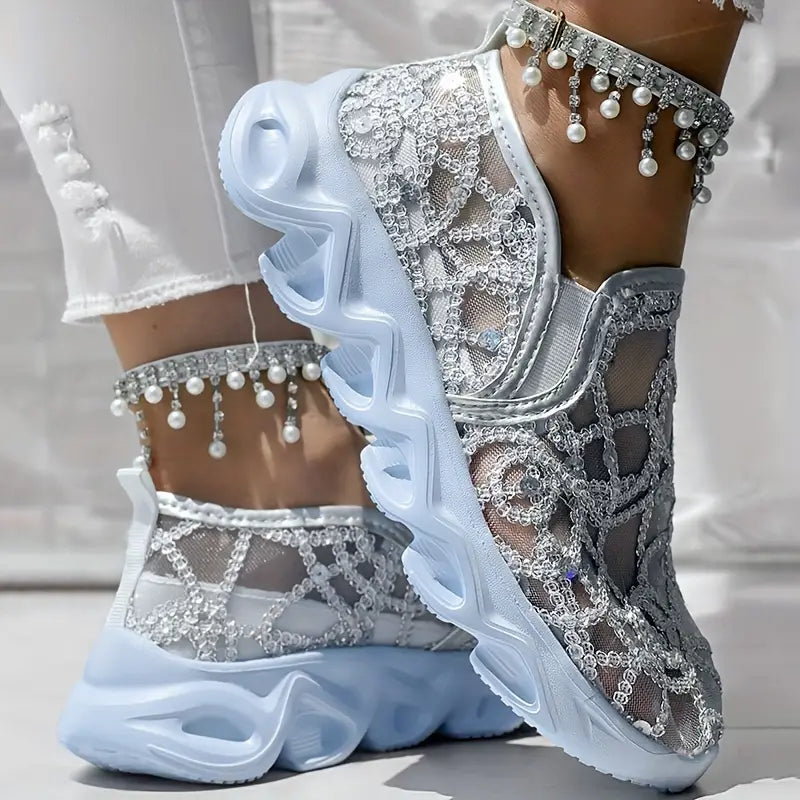 Women's Glitter Mesh Casual Sneakers