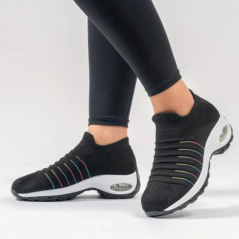 Women's Lightweight and Breathable Knit Slip-On Air Cushion Sneakers