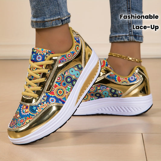Women's Fashion Bohemian Style Shock-Absorbing Thick-Soled Outdoor Sports Shoes Sneakers