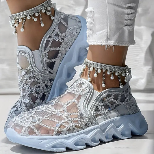 Women's Glitter Mesh Casual Sneakers