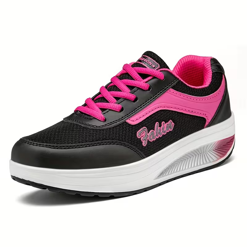 Women's Fly Woven Mesh Surface Breathable Soft-soled Walking Casual Shoes High-soled Platform Cake Shake Sneakers