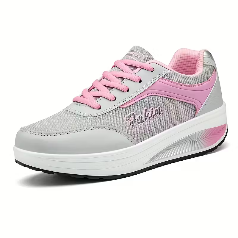 Women's Fly Woven Mesh Surface Breathable Soft-soled Walking Casual Shoes High-soled Platform Cake Shake Sneakers