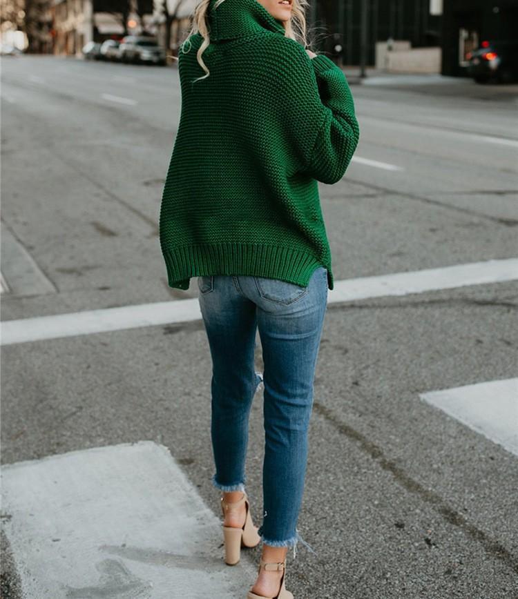 THICK-LINE LONG-SLEEVED TURTLENECK PULLOVER