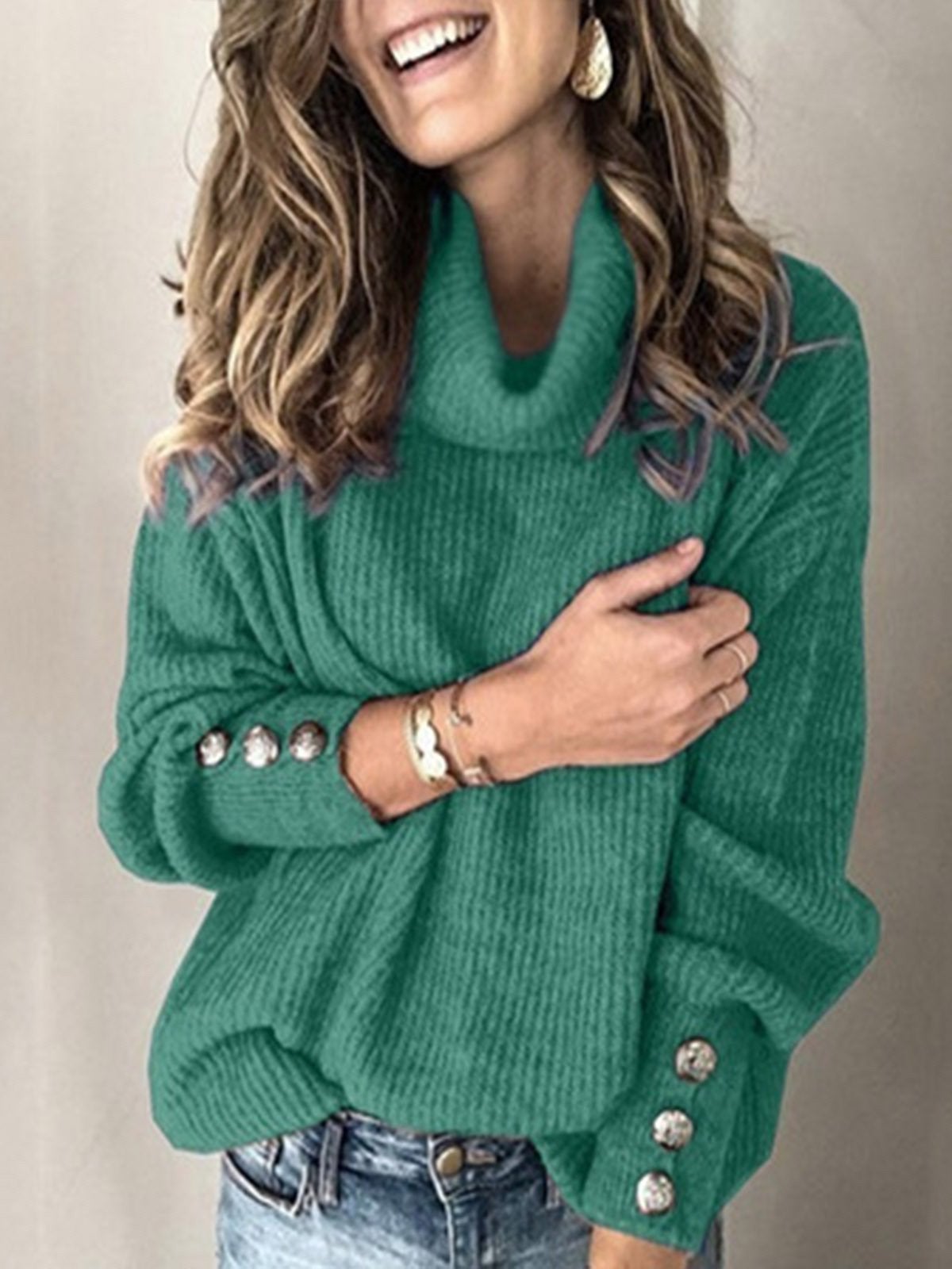 TURTLENECK WARM KNITTED OVERSIZED SWEATER