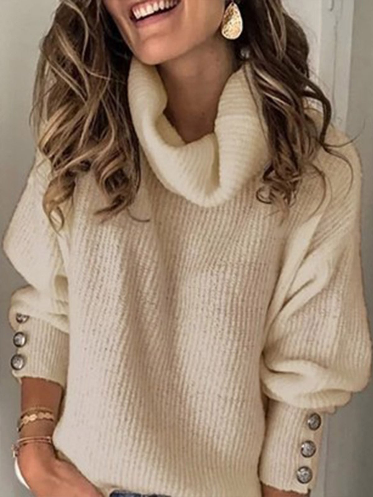 TURTLENECK WARM KNITTED OVERSIZED SWEATER