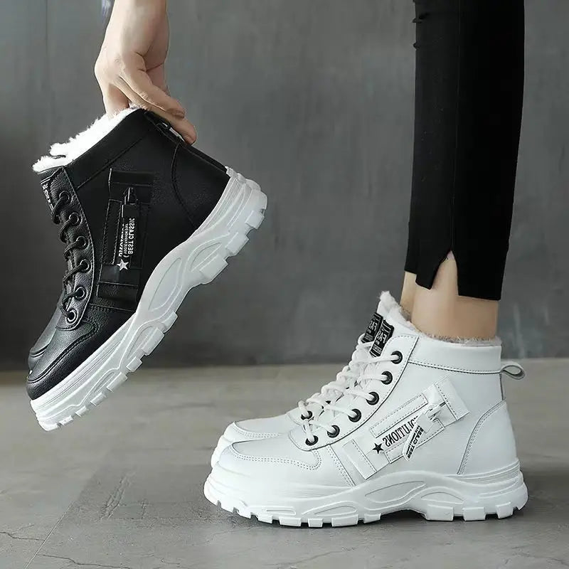 Women's Warm Plush Lined Sneakers Ankle Boots for Winter