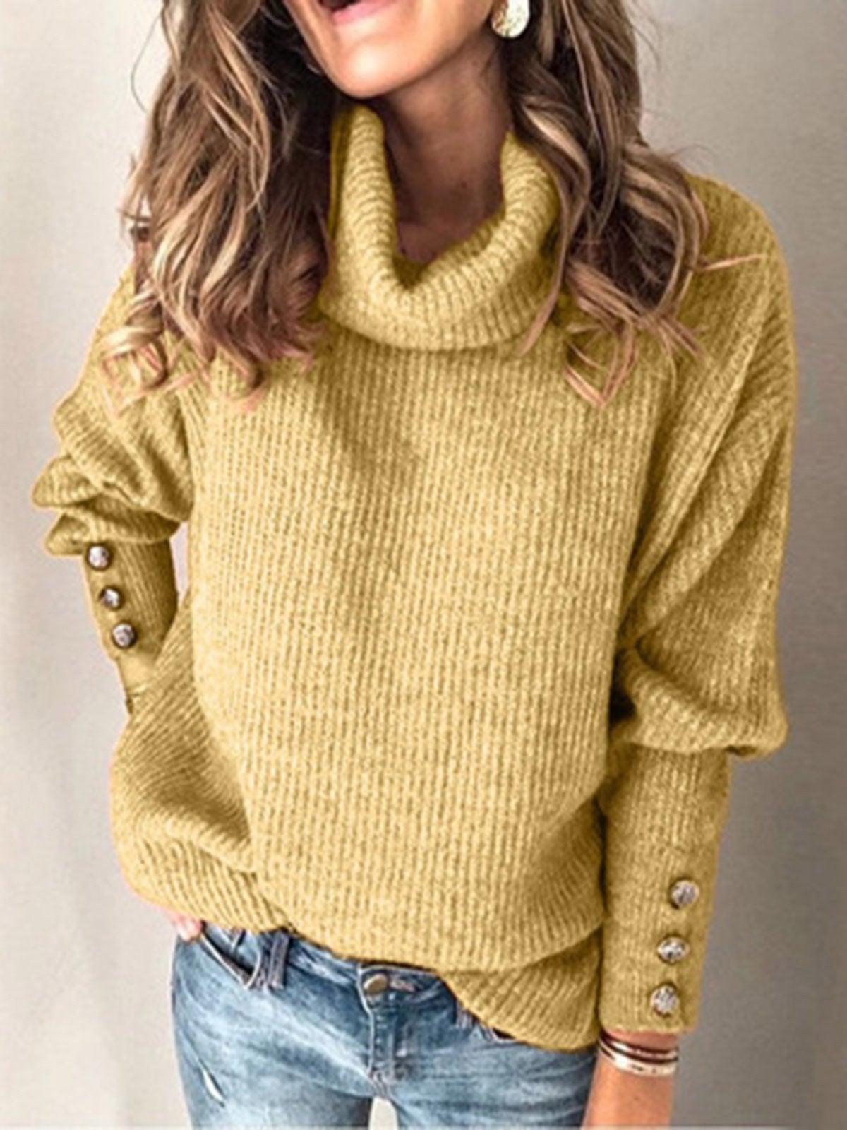 TURTLENECK WARM KNITTED OVERSIZED SWEATER
