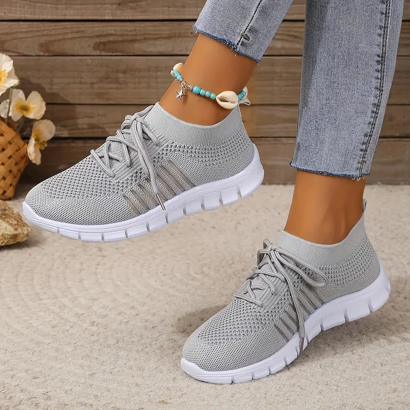 Women's Solid Color Lightweight Breathable Mesh Sneakers Trainers