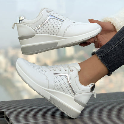 Women's Trendy Comfy Leather Wedge Sneakers