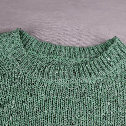 RETRO SOLID COLOR ROUND NECK MULTICOLOR SWEATER
