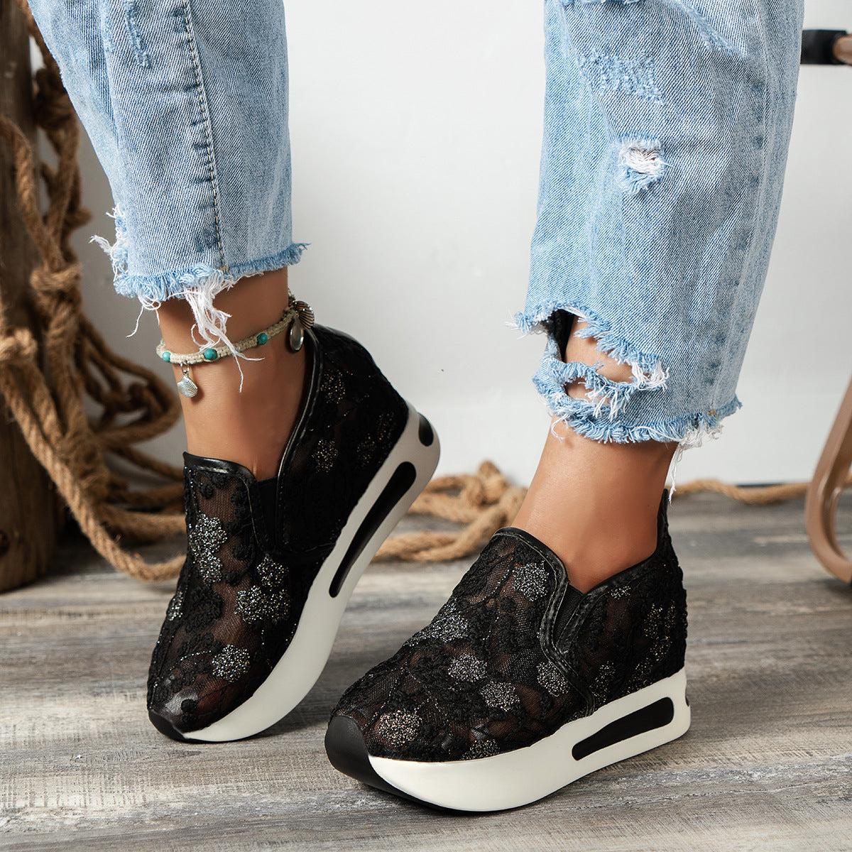 🔥Women's Stylish Floral Lace Platform Shoes Sandals Sneakers