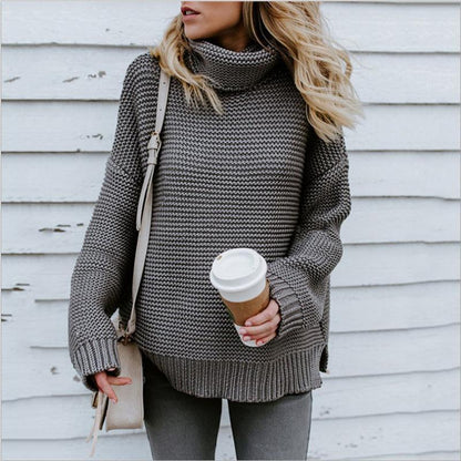 THICK-LINE LONG-SLEEVED TURTLENECK PULLOVER