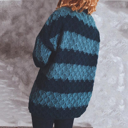 STYLISH COLOR BLOCK PRINT ROUND NECK SWEATER