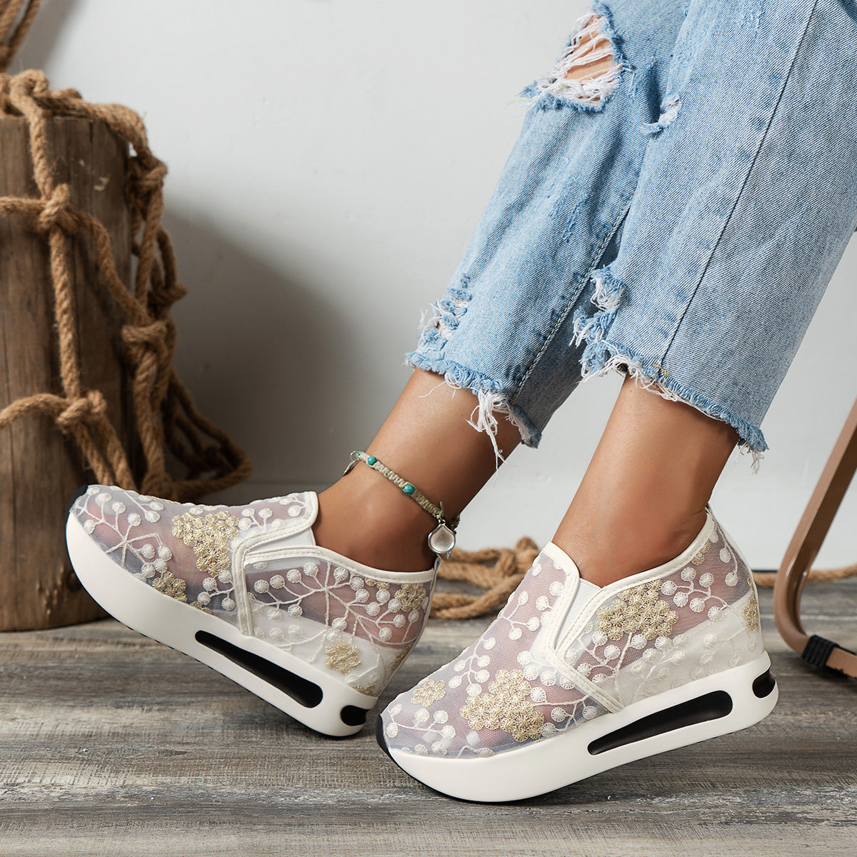 🔥Women's Stylish Floral Lace Platform Shoes Sandals Sneakers