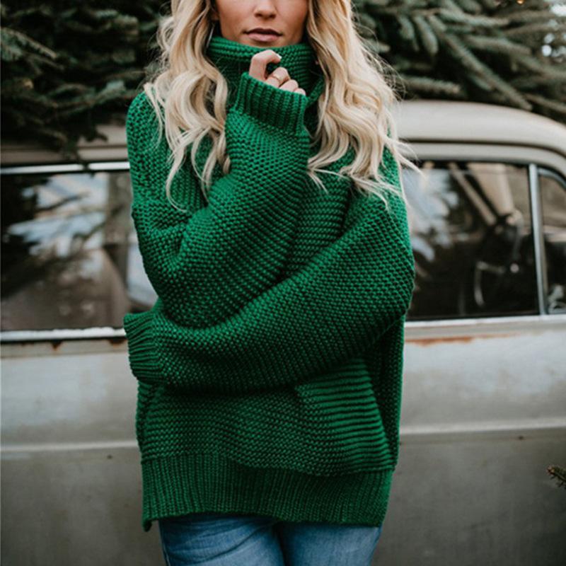 THICK-LINE LONG-SLEEVED TURTLENECK PULLOVER