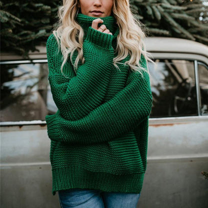 THICK-LINE LONG-SLEEVED TURTLENECK PULLOVER