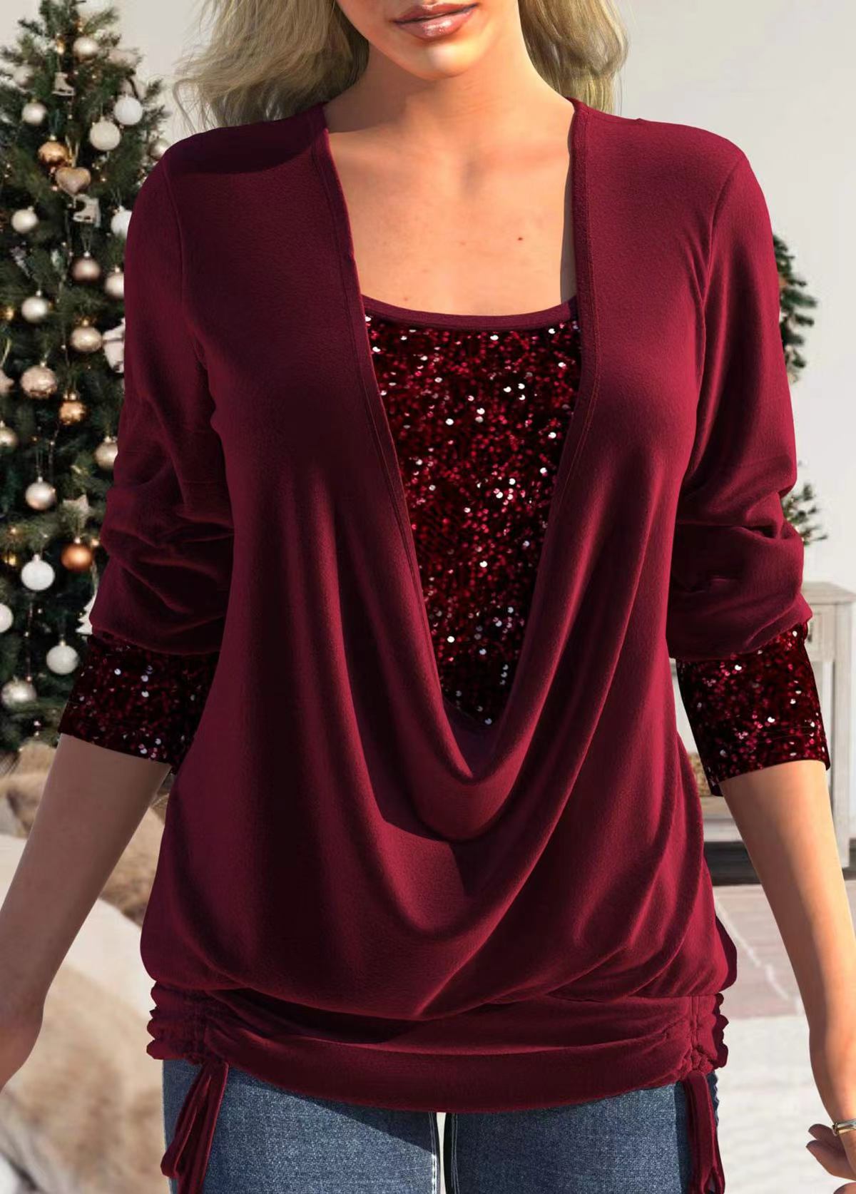 Sequins Long Sleeve Shirt